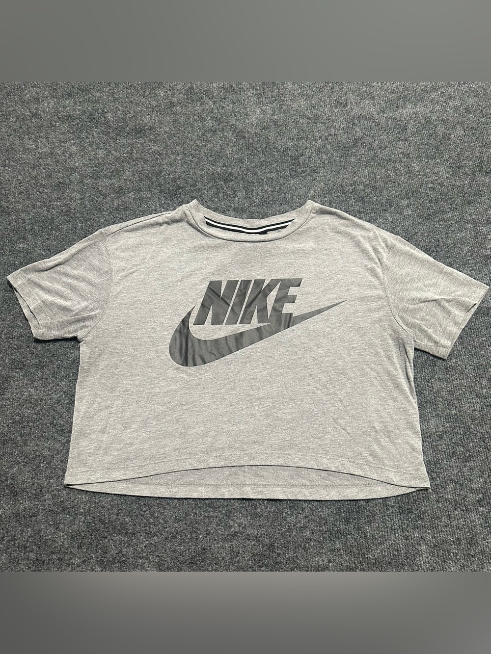 Nike Light Gray Crop Tee with Black Logo
